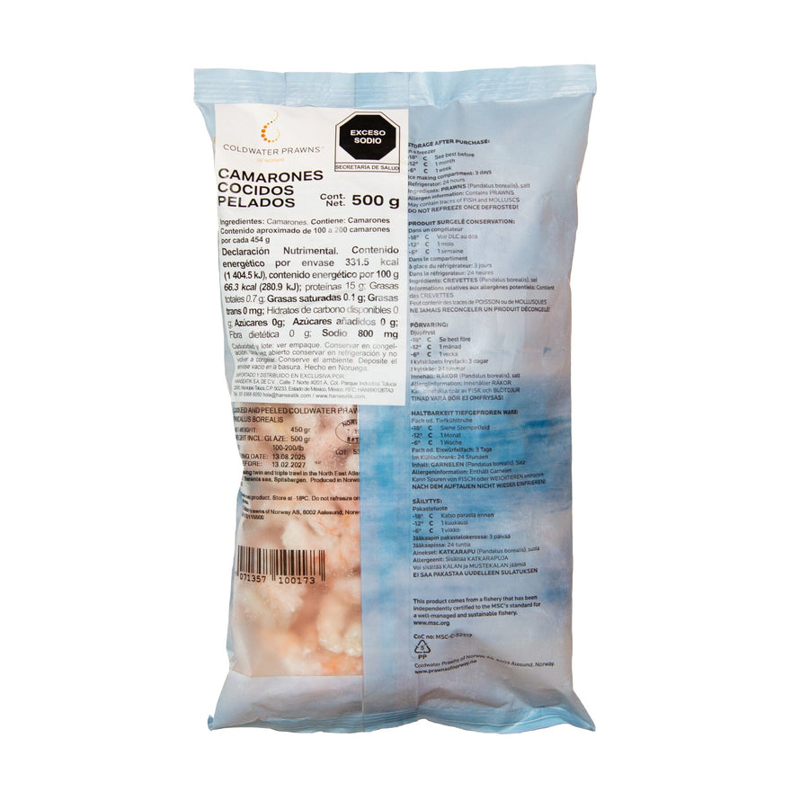 Coldwater Prawns of Norway - Gamba Árticas (100 - 200 lb) en Bolsa de 500g Camarones Coldwater Prawns of Norway