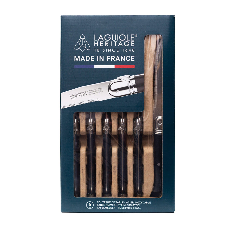 Laguiole - Set de 6 Cuchillos Laguiole Mango Negro Cuchillería Laguiole