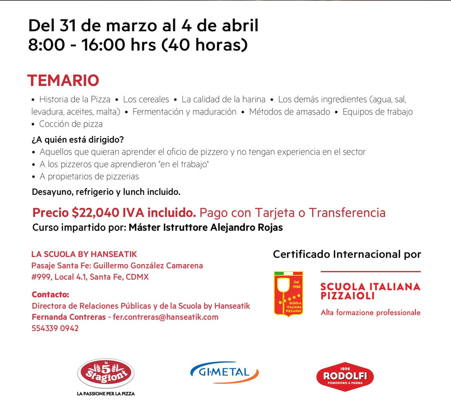 Scuola Italiana Pizzaiolli - Curso Profesional Curso Scuola italiana Pizzaioli Scuola italiana Pizzaioli