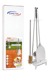 Gi Metal - Kit "TRIPIZZA" con Pala, Paleta, Cepillo y base Accesorios Para Pizza Gi Metal