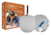 Gi Metal - Kit "A CASA MIA" con Pala, Bandeja y Cortador Pizza Accesorios Para Pizza Gi Metal