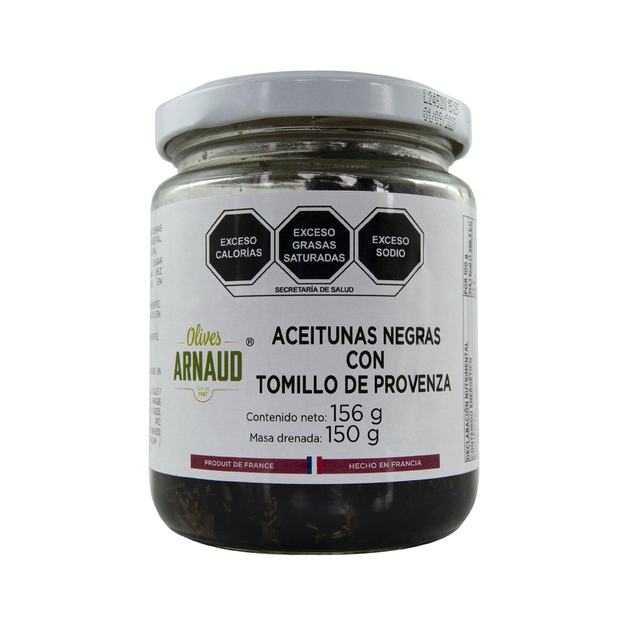 Olives Arnaud - Aceitunas Negras con Tomillo 150g Conservas Olives Arnaud