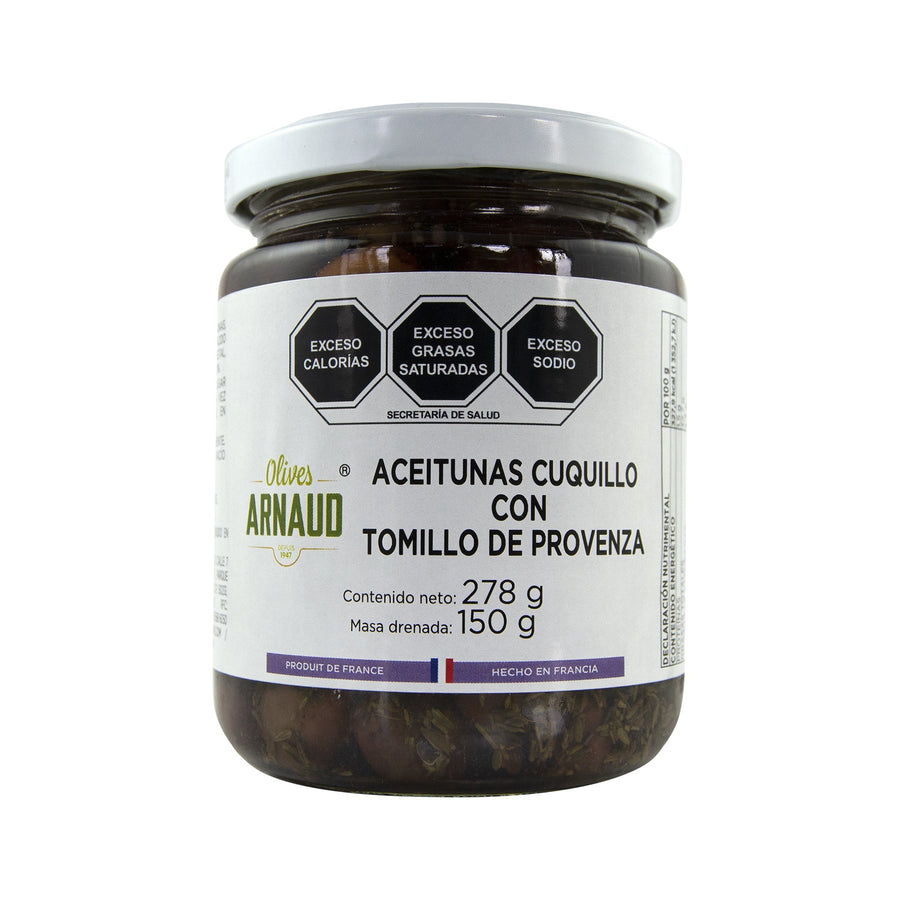 Olives Arnaud - Aceitunas Cuquillo con Tomillo 150g Conservas Olives Arnaud